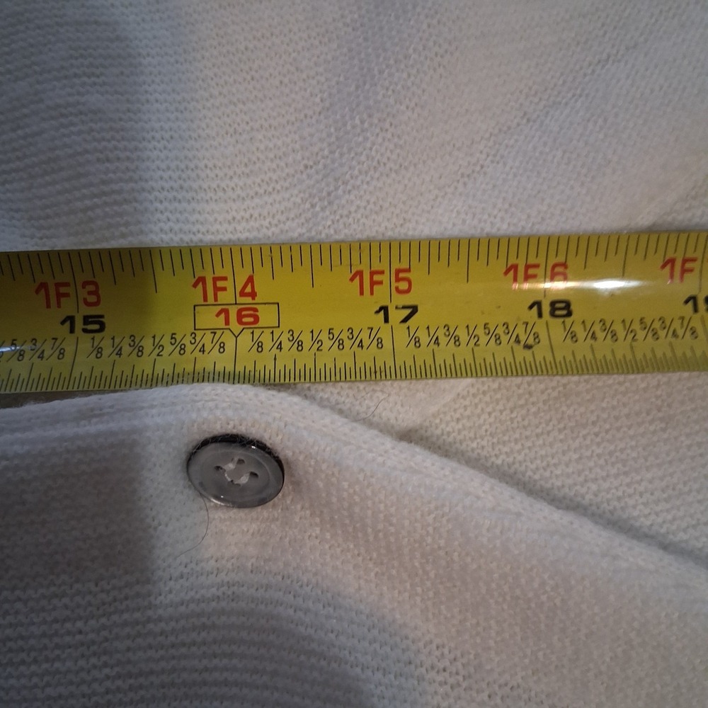 Izod Lacoste Cardigan Mens L White Vintage Preppy V-Neck Knit Sweater Logo 80s - Picture 12 of 13
